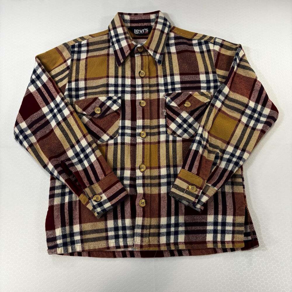 Vintage 70s Levi's For Men Made in USA Plaid Flannel Button Up Shirt M - Grunge